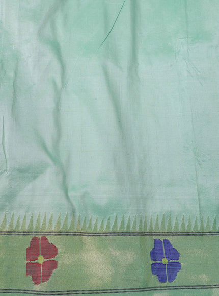 Mint Green - Maroon Pure Paithani Silk Embroidery Saree