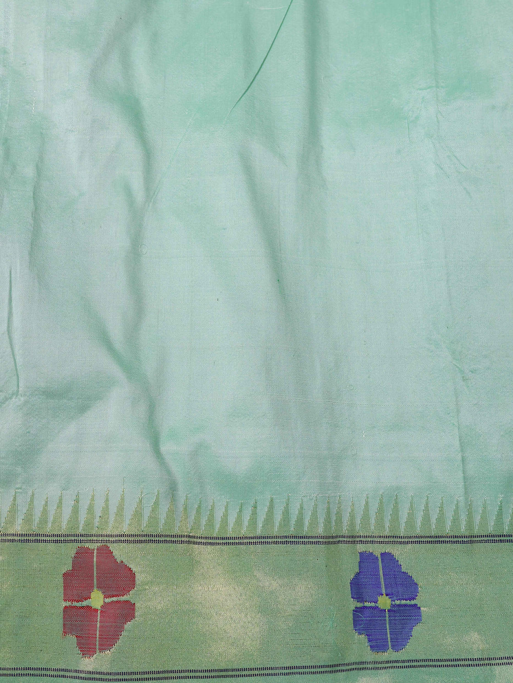 Mint Green - Maroon Pure Paithani Silk Embroidery Saree