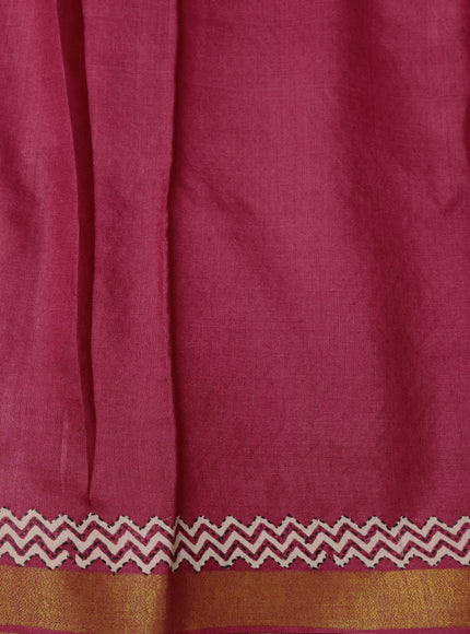 Red Pure Tussar Silk Kantha Embroidery Saree