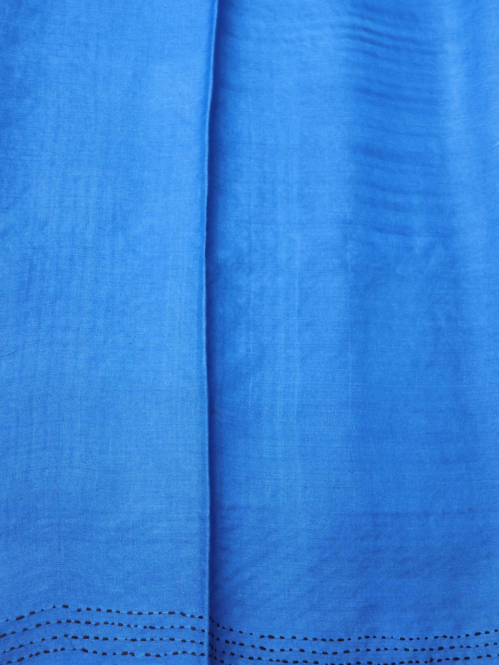 Mint Blue - Blue Pure Tussar Silk Kantha Embroidery Saree