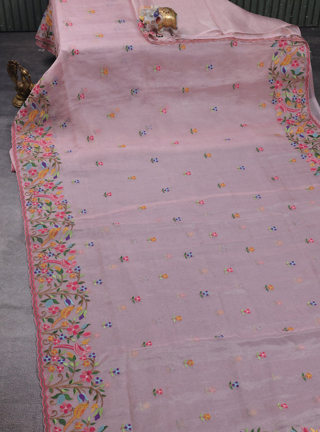 Organza Tissue Silk Cross Stitched Embroidery