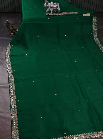 Green Organza Embroidery Silk With Readymade Blouse