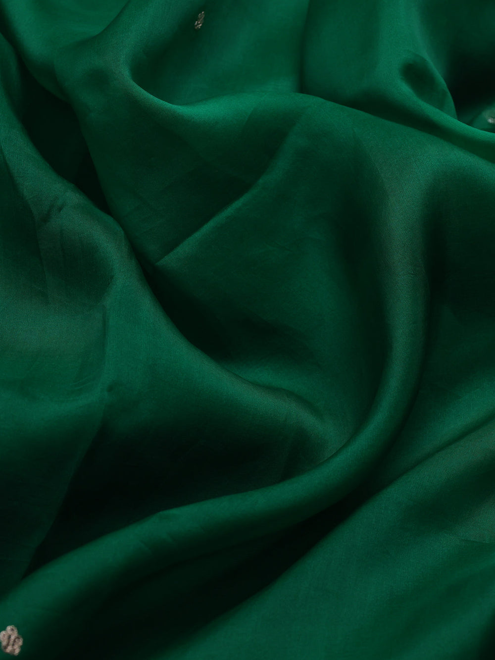 Green Organza Embroidery Silk With Readymade Blouse