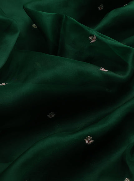 Green - Red Organza Embroidery Silk With Readymade Blouse