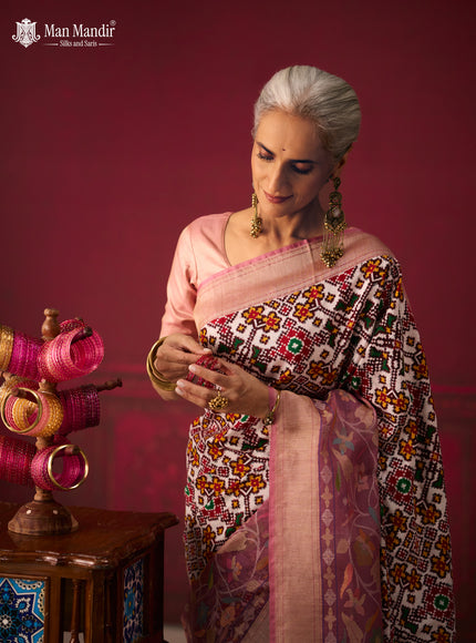 Off White-Lilac Patan Patola Saree