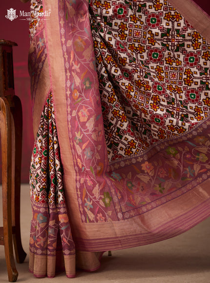 Off White-Lilac Patan Patola Saree