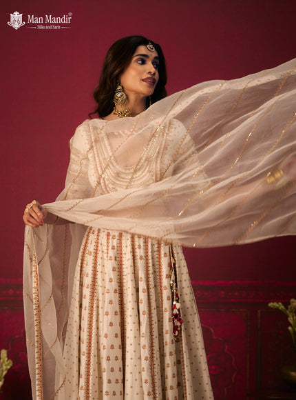 Off White Raw Silk Crop Top Lehenga Set With Allover Sequin Work And Embroidery