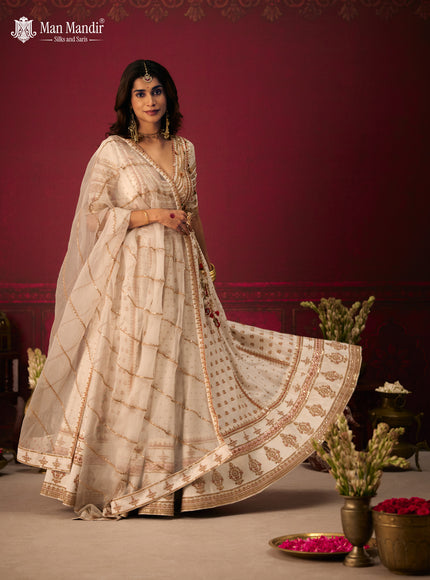 Off White Raw Silk Crop Top Lehenga Set With Allover Sequin Work And Embroidery