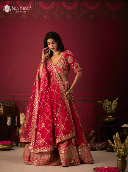 Rani Pink Silk Embroidery Readymade Lehenga Set With Dupatta