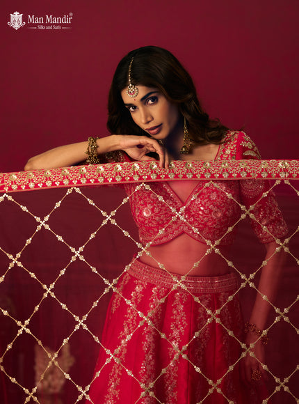 Rani Pink Silk Embroidery Readymade Lehenga Set With Dupatta