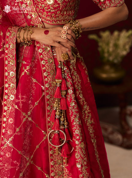 Rani Pink Silk Embroidery Readymade Lehenga Set With Dupatta