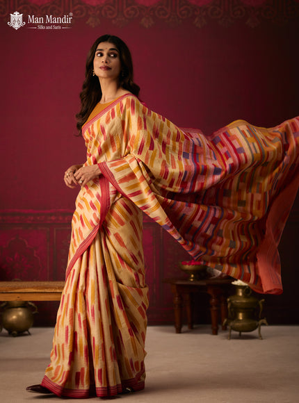 Multi Colour - Maroon Printed Tussar Silk With Kantha Embroidery Saree