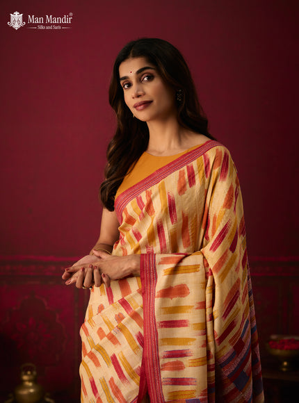 Multi Colour - Maroon Printed Tussar Silk With Kantha Embroidery Saree