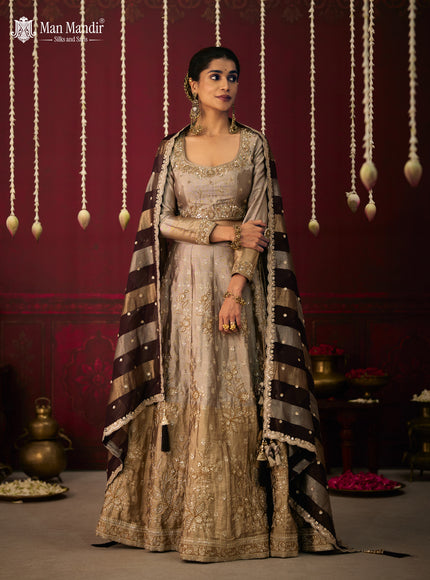 Gold Silk Embroidery Readymade Lehenga Set With Dupatta