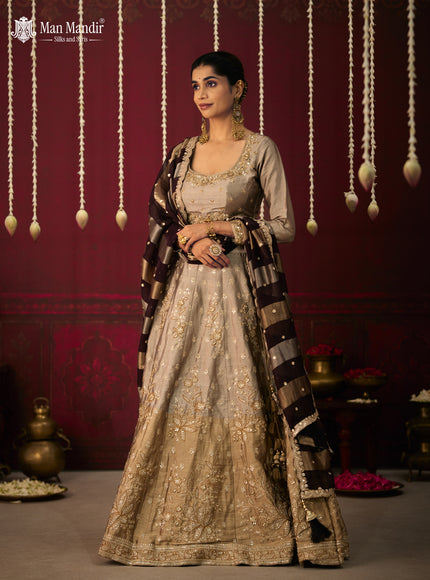 Gold Silk Embroidery Readymade Lehenga Set With Dupatta