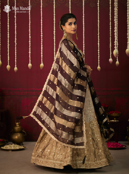 Gold Silk Embroidery Readymade Lehenga Set With Dupatta