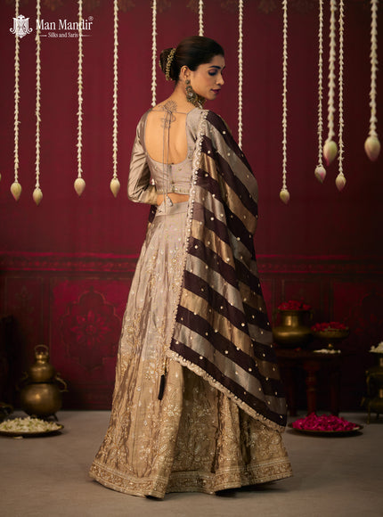 Gold Silk Embroidery Readymade Lehenga Set With Dupatta