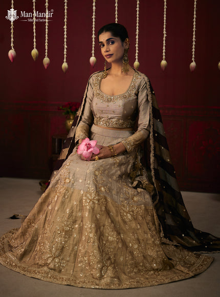 Gold Silk Embroidery Readymade Lehenga Set With Dupatta