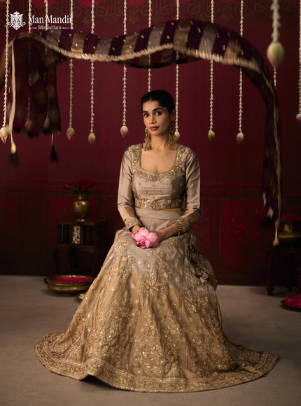 Gold Silk Embroidery Readymade Lehenga Set With Dupatta