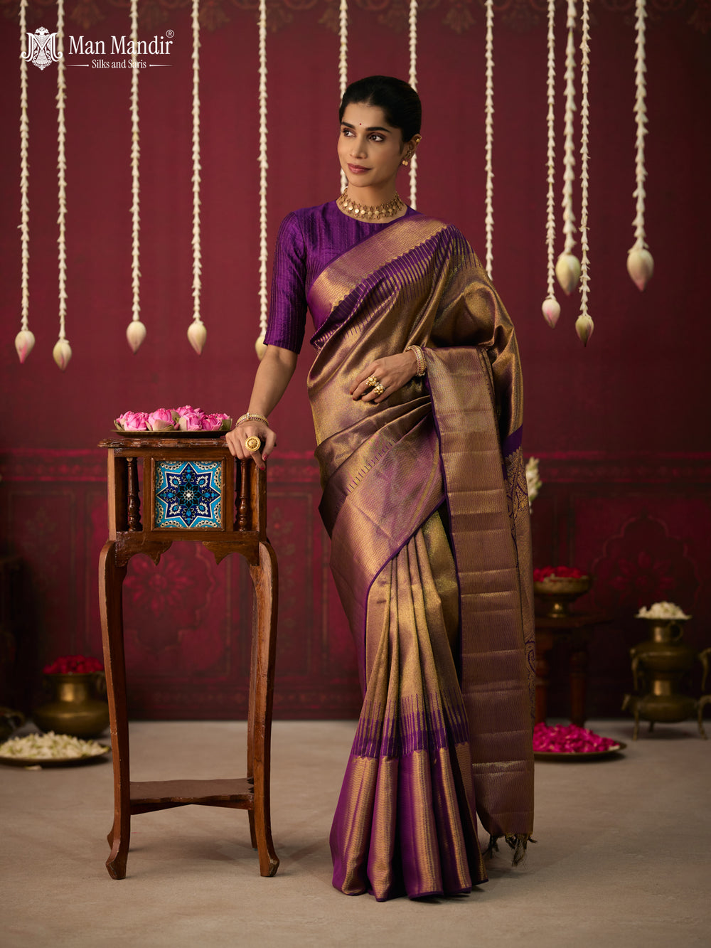 Purple Pure Kanchipuram Silk Saree