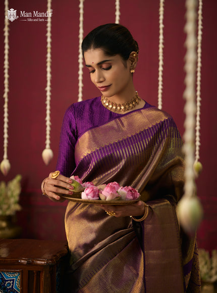Purple Pure Kanchipuram Silk Saree