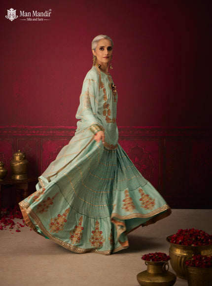 Mint Green Silk Embroidery Readymade Lehenga Set With Dupatta