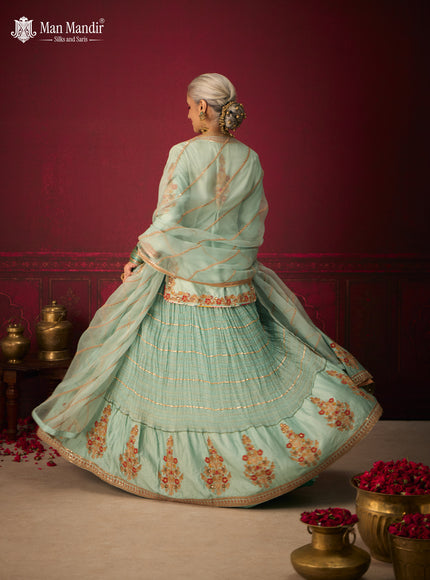 Mint Green Silk Embroidery Readymade Lehenga Set With Dupatta