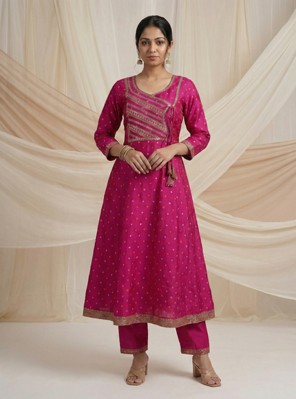 Pink Silk Anarkali Suit Sequins Embroidery