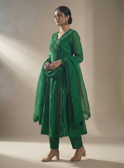 Red Organza Anarakali Suit Intricate Resham Work