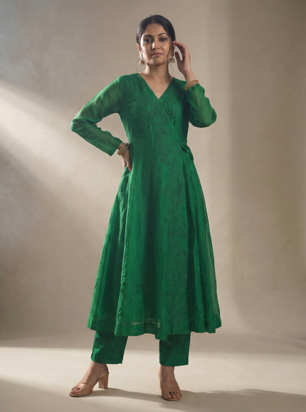 Red Organza Anarakali Suit Intricate Resham Work