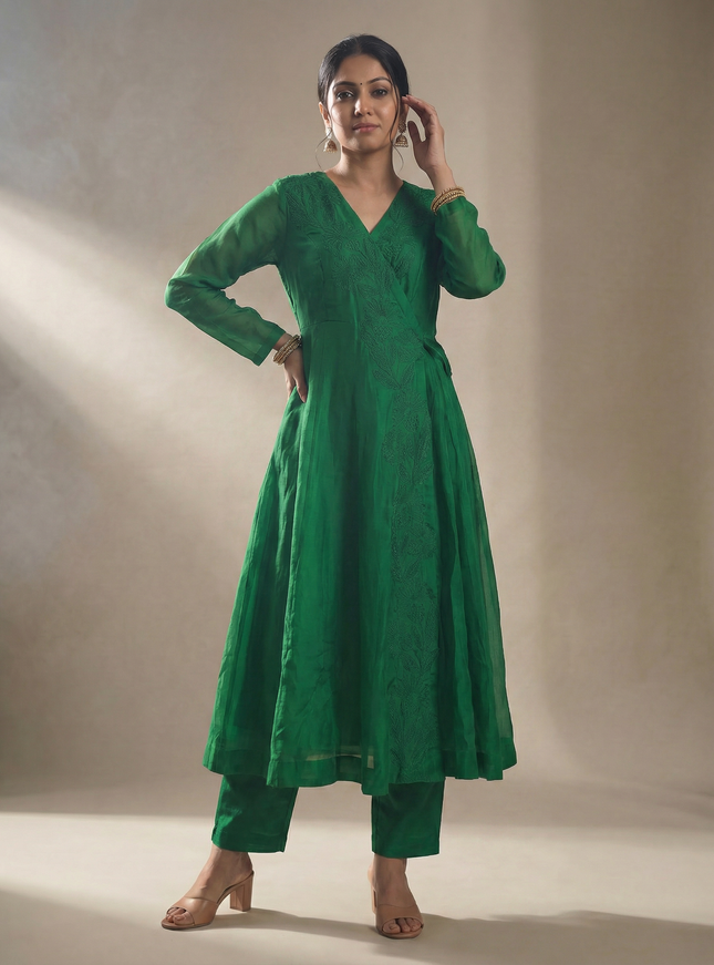 Red Organza Anarakali Suit Intricate Resham Work