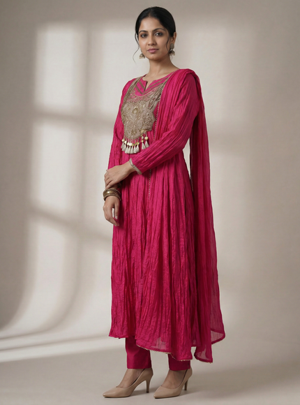 Pink Zardosi Embroidered Silk Anarkali Suit