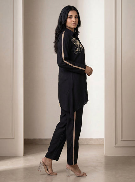 Black Linen Cotton Co-Ord Set