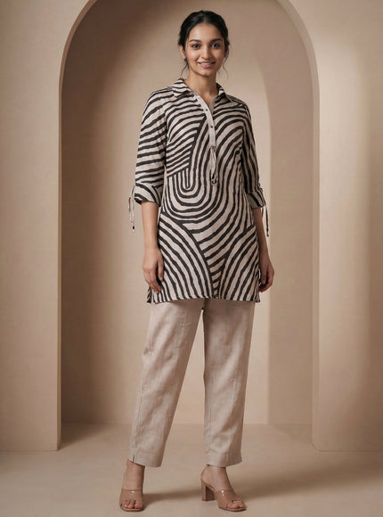 Black And Beige Linen Cotton Set