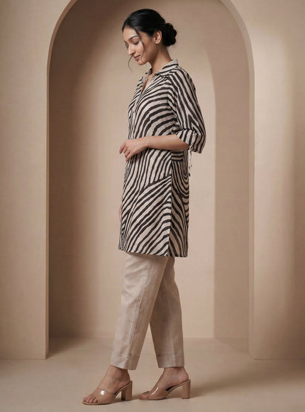 Black And Beige Linen Cotton Set