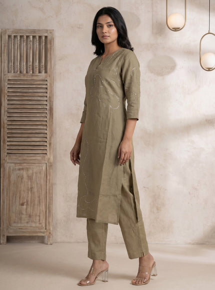 Sage Green Linen Cotton Co-Ord Set