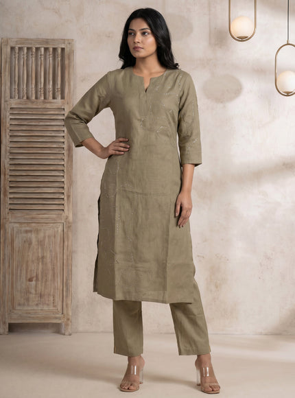 Sage Green Linen Cotton Co-Ord Set
