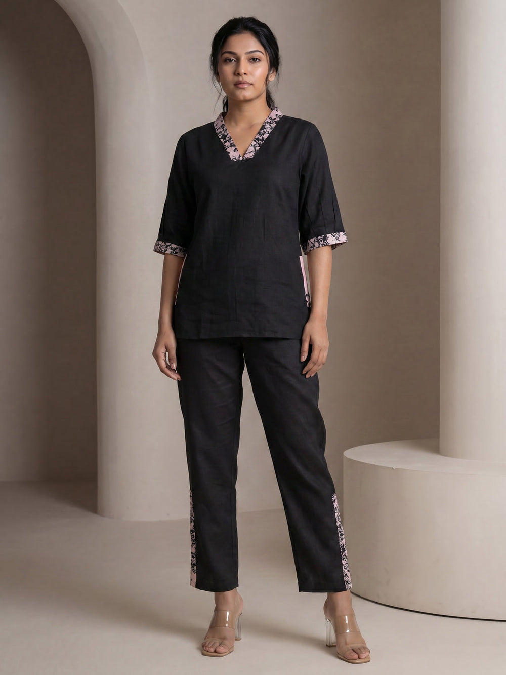 Black Linen Cotton Co-Ord Set