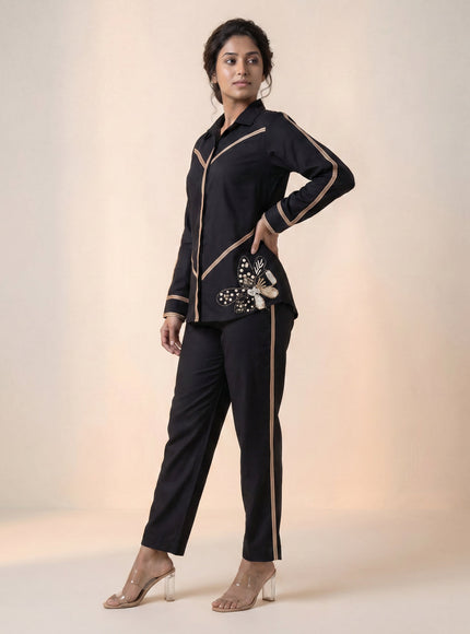 Black Linen Cotton Co-Ord Set
