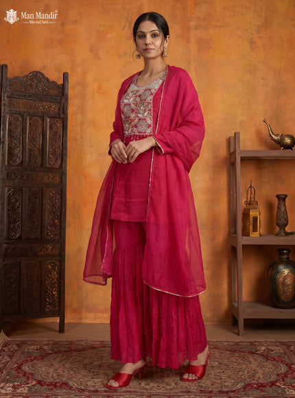 Pink Silk Sharara Salwar Suit