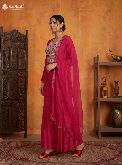 Pink Silk Sharara Salwar Suit