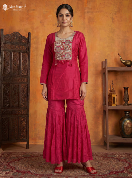 Pink Silk Sharara Salwar Suit