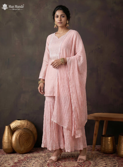 Peach Silk Sharara Salwar Suit