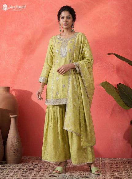 Lime Green Georgette Sharara Salwar Suit