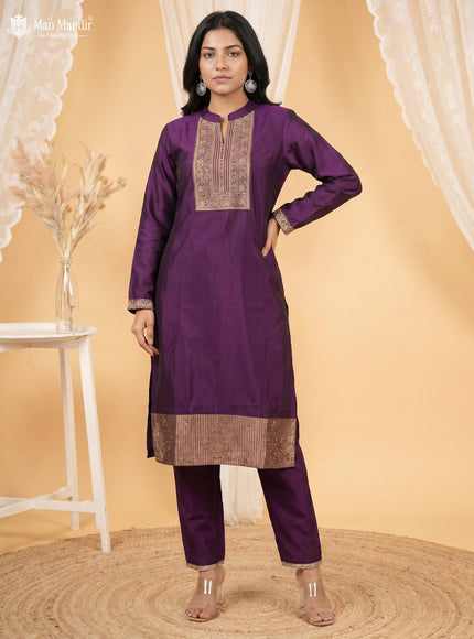 Purple Silk Salwar Suits