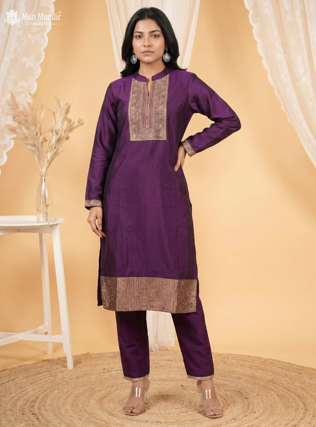 Purple Silk Salwar Suits