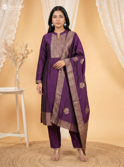 Purple Silk Salwar Suits