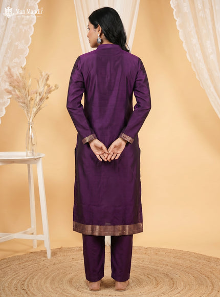 Purple Silk Salwar Suits