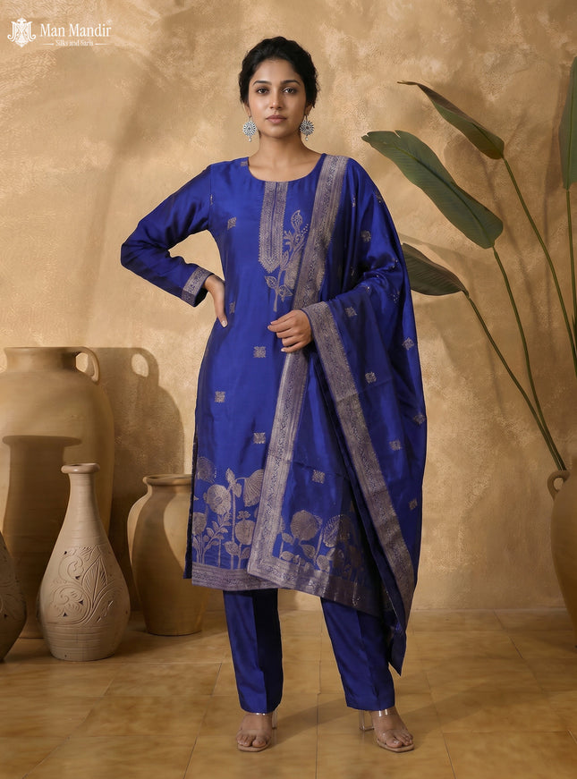 Royal Blue Silk Salwar Suits