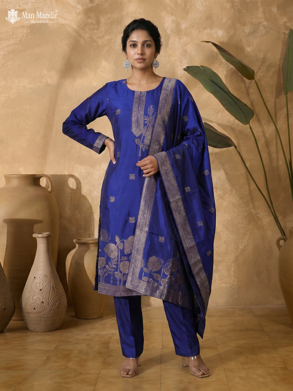 Royal Blue Silk Salwar Suits